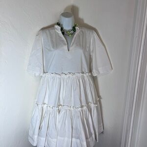 Mable Dress Size Small White Summer Layered Frills Beach Resort